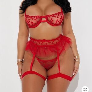 Elegant Red Lace Lingerie Set